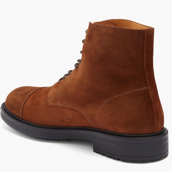Magnanni Polar Men\'s Cap Toe Lace Up Leather Ankle Boots in Cognac Suede Size 11